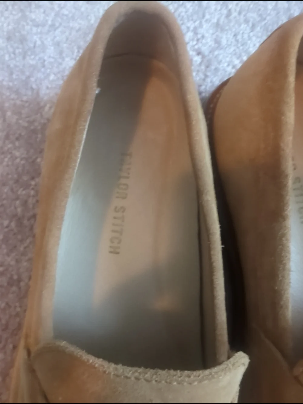 Taylor Stitch Light Tan Suede Slip-On Penny Loafers
